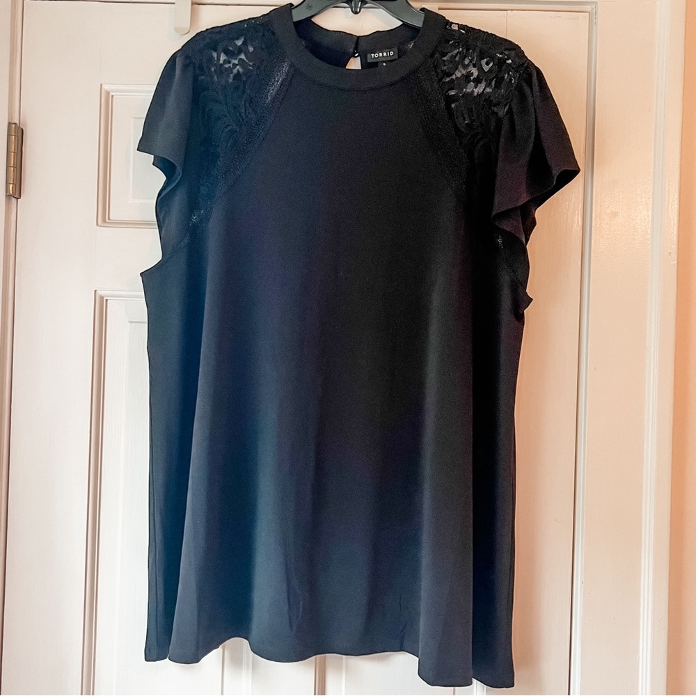 Torrid Black Flutter Sleeve Blouse
